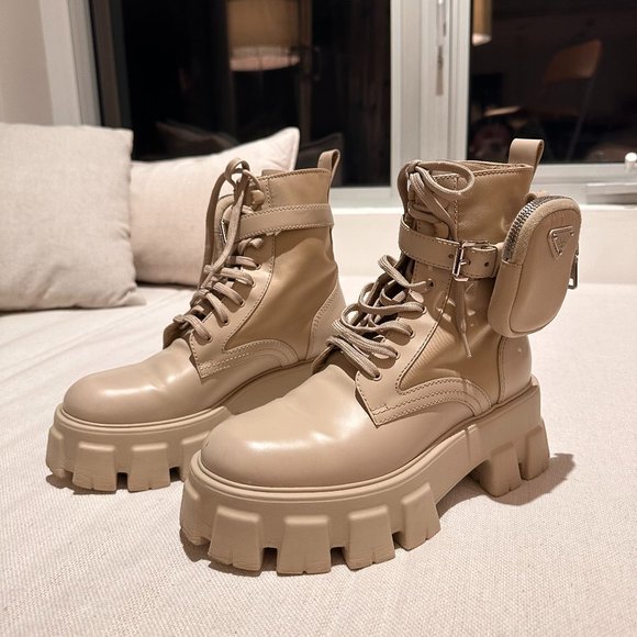PRADA - Monolith leather and Re-Nylon boots with pouch - Picture 1 of 12